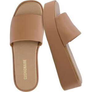 Women's Kudos Platform Open Toe Slip On Brown Flat Sandals Casual Slides Shoes